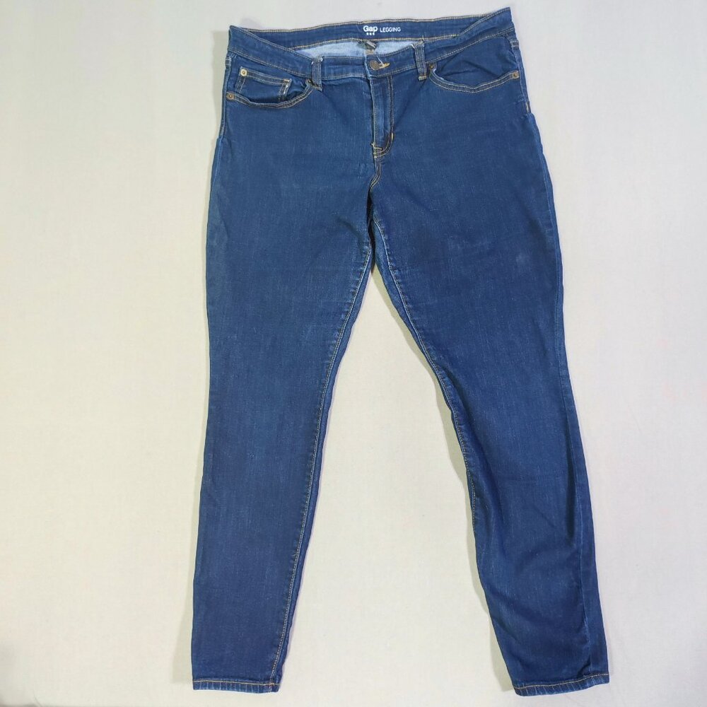 Gap Leggings/Jeggings mid rise skinny stretchy women's size 14 R ink blue colour
